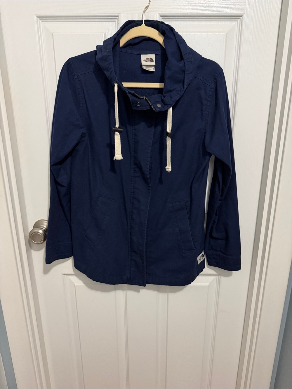 The North Face Navy Hooded Kids Raincoat with Contrast Drawcords